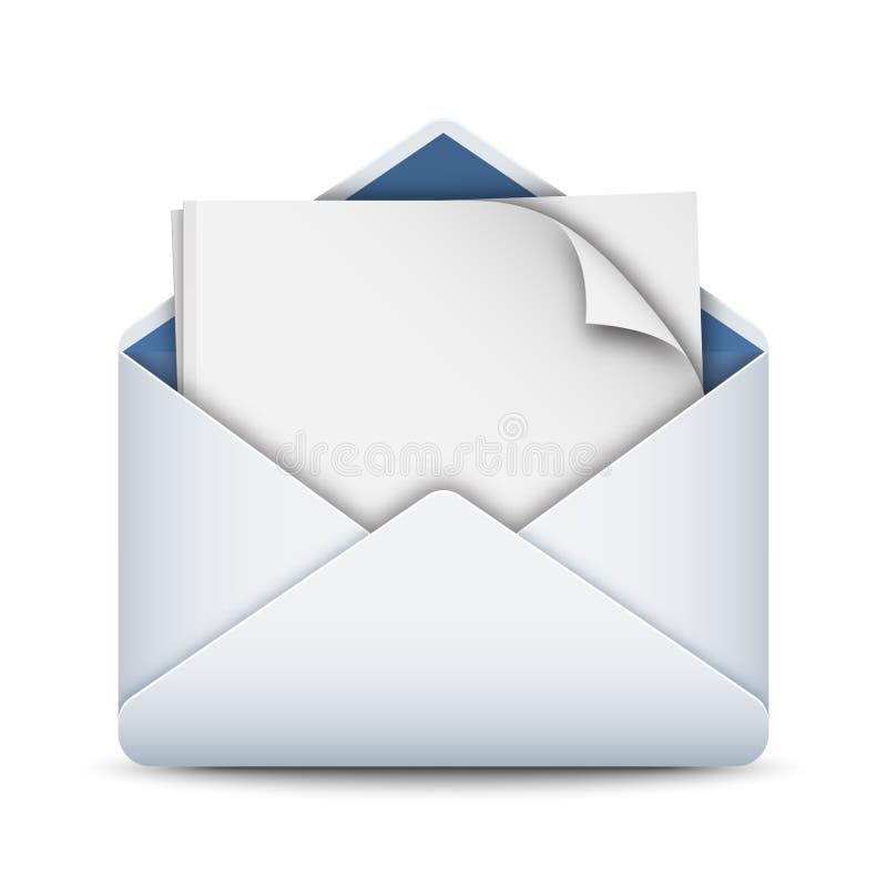 Enveloppictogram met een leeg blad van document, voorraadvector royalty-vrije illustratie Enveloppictogram met een leeg blad van document, voorraadvector royalty-vrije illustratie