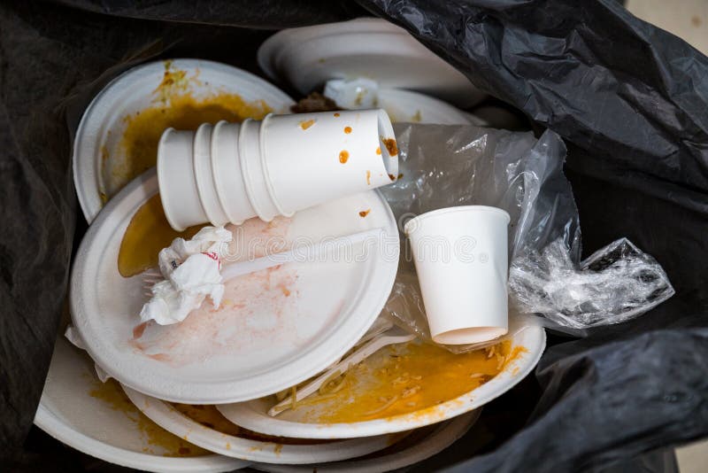 Environment Unfriendly Styrofoam Plates and Cups in Plastic Garb Stock  Image - Image of rubbish, foam: 117343613