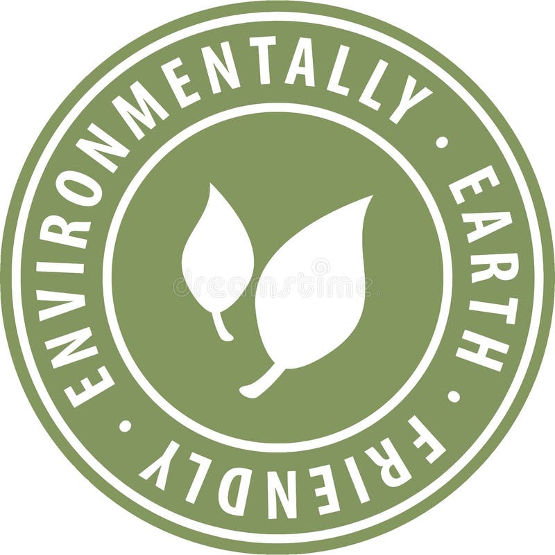 Environmental Earth Friendly round green icon symbol badge with leaf. Label sign for website for renewable and sustainable product