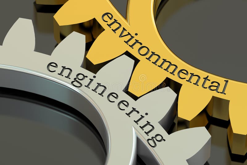 Environmental engineering concept on the gearwheels, 3D rendering royalty free illustration