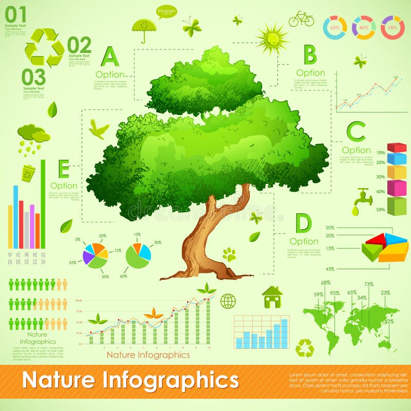 Ilustraciones de un árbol en ecológico.