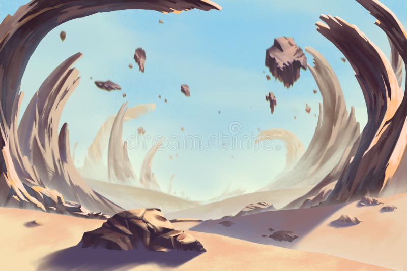 Environnement fantastique et exotique du ` s d'Allen Planet : Désert d'oeil de cyclone illustration stock Environnement fantastique et exotique du ` s d'Allen Planet : Désert d'oeil de cyclone illustration stock