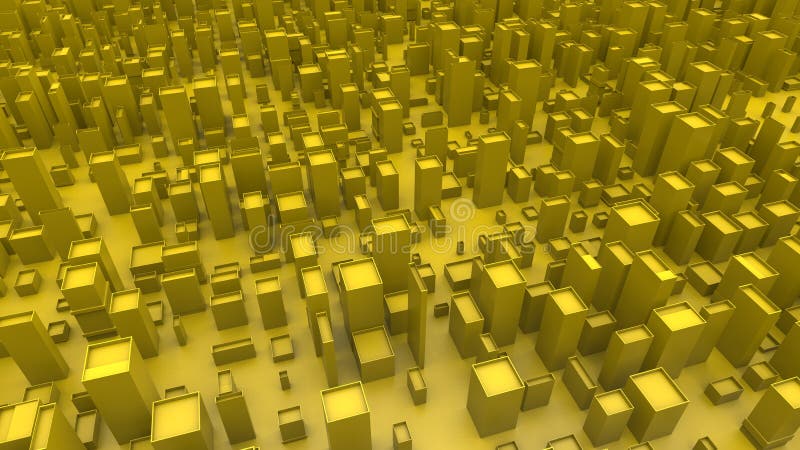 Environnement jaune abstrait énorme de la ville 3D illustration de vecteur Environnement jaune abstrait énorme de la ville 3D illustration de vecteur