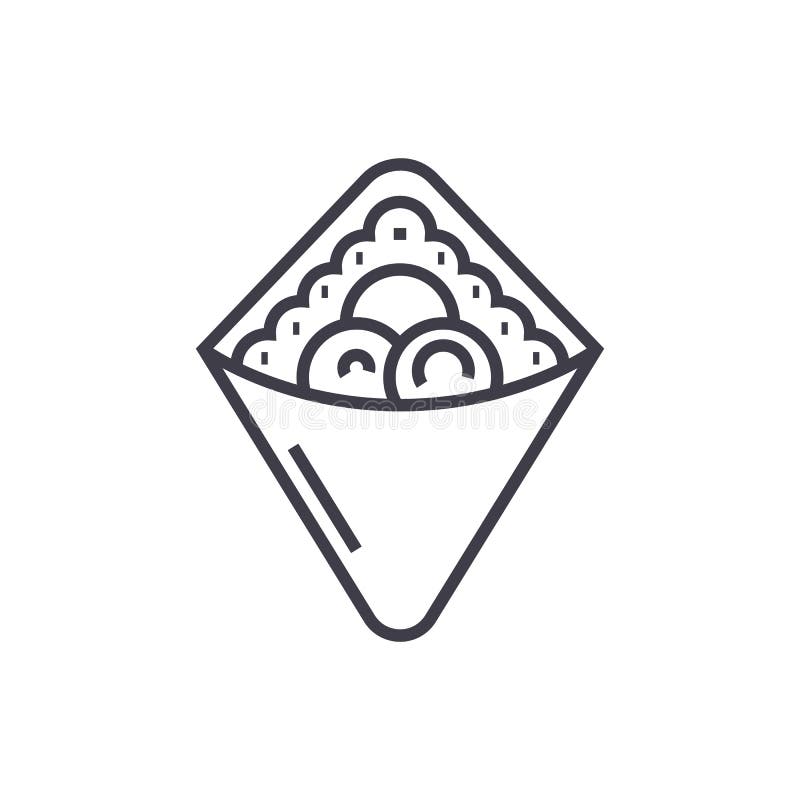 Envoltório, fast food, no espeto do doner, linha ícone do vetor do brinde, sinal, ilustração no fundo, cursos editáveis ilustração do vetor Envoltório, fast food, no espeto do doner, linha ícone do vetor do brinde, sinal, ilustração no fundo, cursos editáveis ilustração do vetor
