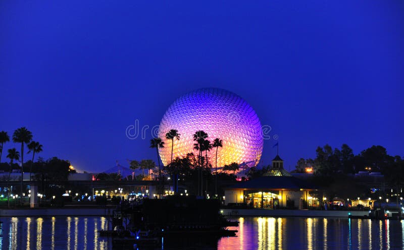 epcotjordklotnighttime royaltyfri foto epcotjordklotnighttime royaltyfri foto