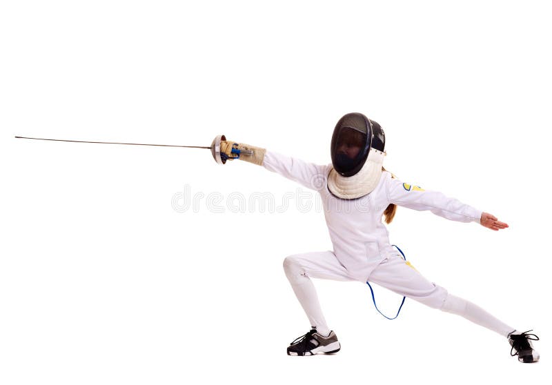 Epee d'enfant clôturant le mouvement brusque. image stock Epee d'enfant clôturant le mouvement brusque. image stock