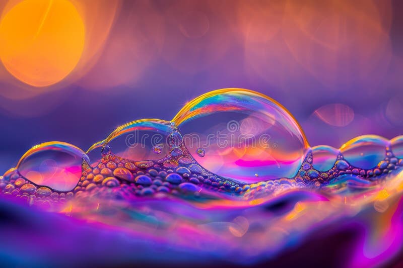 Ephemeral beauty macro capture of iridescent soap bubbles revealing delicate patterns royalty free illustration