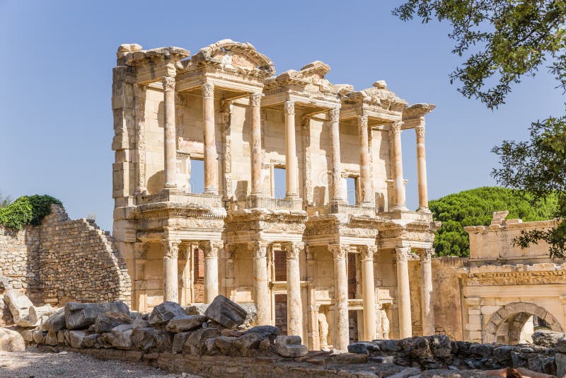 Ephesus, Turkey. The facade of the Celsus Library, 114 - 135 years