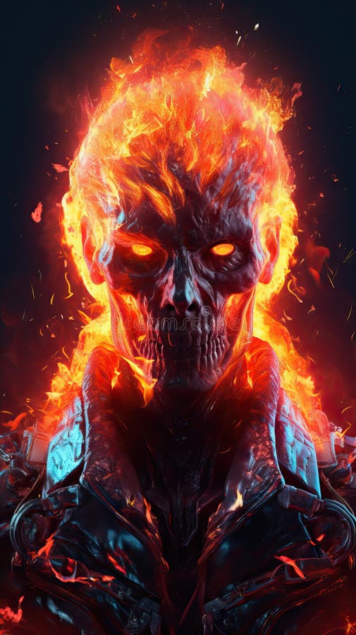 Download Ai Generated Ghost Rider Fiery Royalty-Free Stock