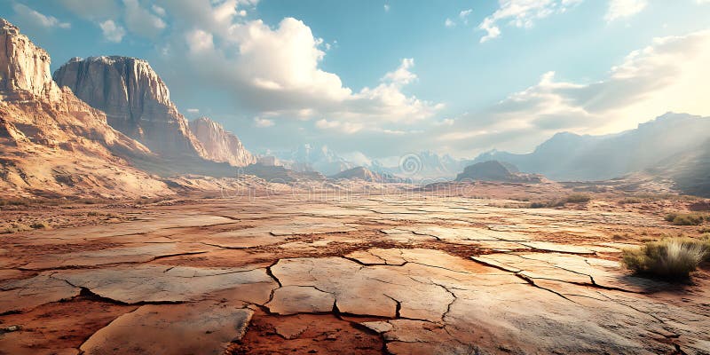 Epic Desert Landscape Stunning Panoramic View of Arid Mountains and Plains royalty free illustration