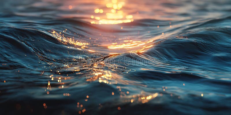 Epic Ocean Sunset Dramatic Waves Golden Light illustration stock