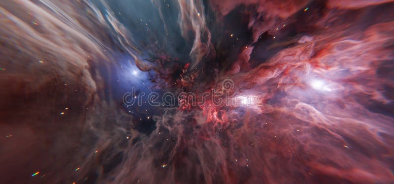 Epic Red and Blue Cosmic Nebel Hintergrund im Deep Space stock abbildung