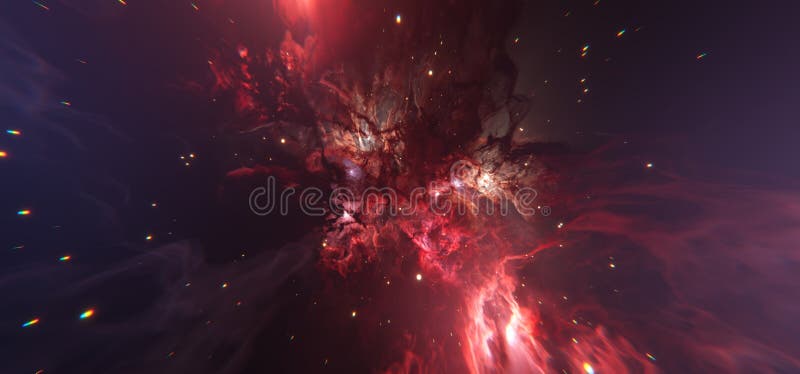 Epic Red and Blue Cosmic Nebel Hintergrund im Deep Space lizenzfreie abbildung