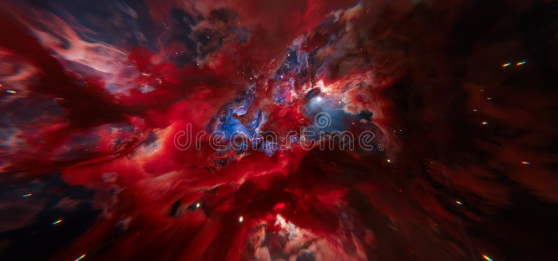 Epic Red and Blue Cosmic Nebel Hintergrund im Deep Space vektor abbildung