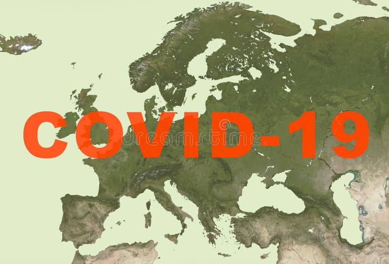 Epidemia de coronavírus, palavra COVID-19 no mapa da Europa Surto de novel coronavírus na China, propagação do vírus da coroa no