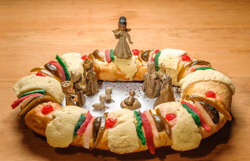Epiphany cake, kings cake, or rosca de reyes royalty free stock image Epiphany cake, kings cake, or rosca de reyes royalty free stock image