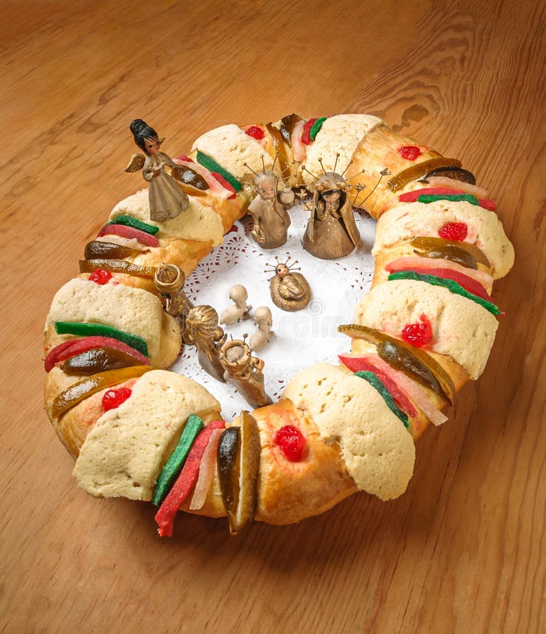 Epiphany Cake Kings Cake Rosca De Reyes or Roscon De Reyes Stock 