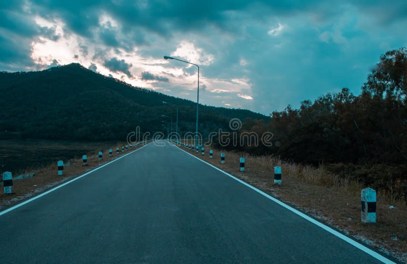 Epmtry Road Way Outdoor With Mountain And Nature Beautiful Sky