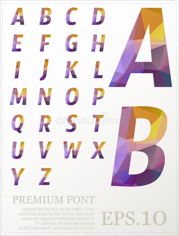 Font vector lowpoly design style illusstration eps. 10 stock illustration