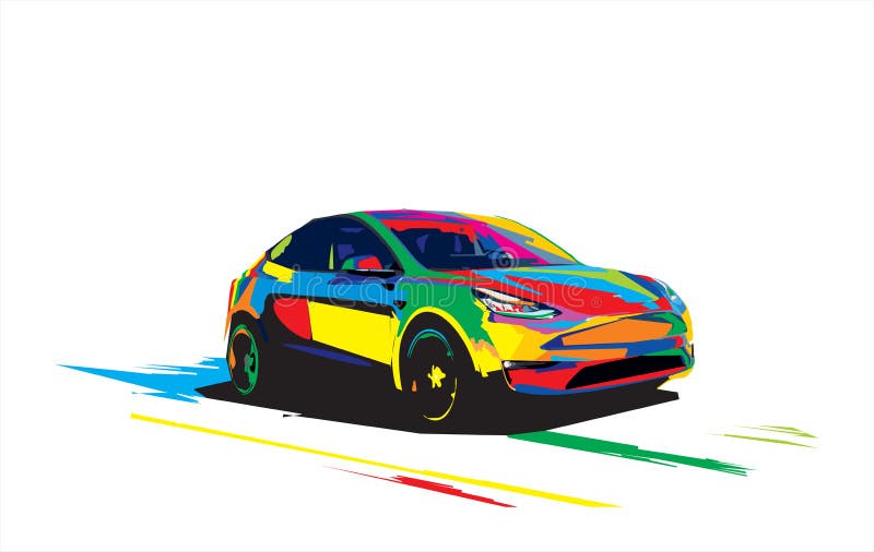 Colorful Tesla Model Y drawing