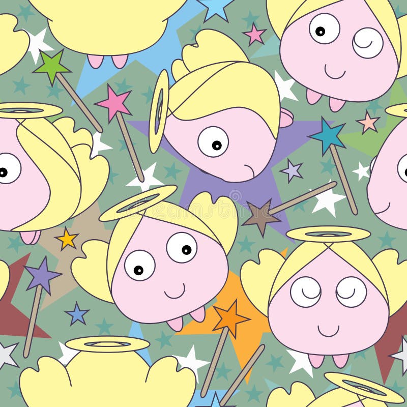 _eps de Angel Star Seamless Pattern ilustração stock _eps de Angel Star Seamless Pattern ilustração stock