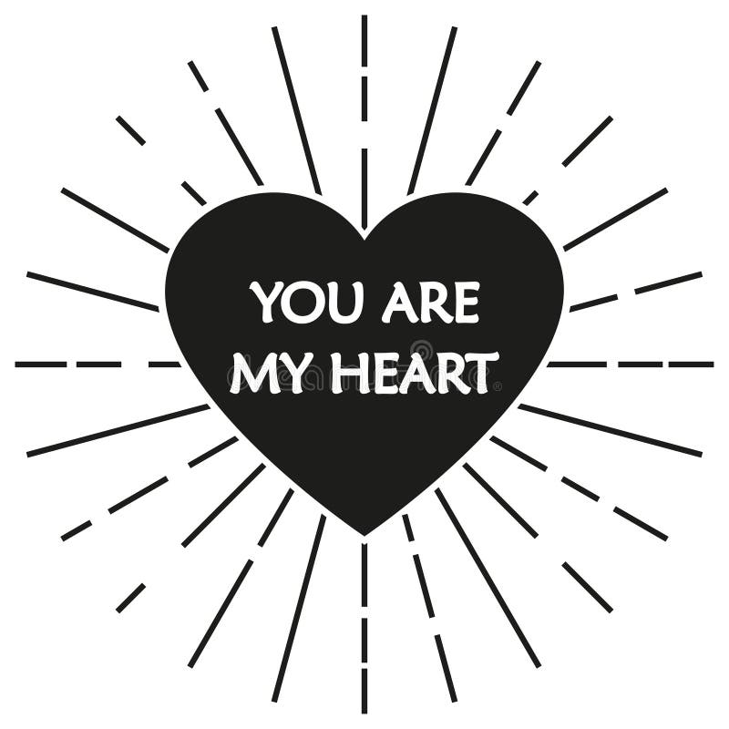 Heart icon. Heart symbol with words `You are my heart`. Vector illustration. Heart icon. Heart symbol with words `You are my heart`. Vector illustration