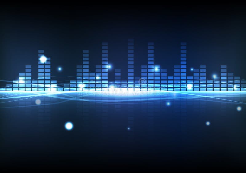 Equalizador azul de la música de la tecnología digital del fondo del extracto con ilustración del vector Equalizador azul de la música de la tecnología digital del fondo del extracto con ilustración del vector