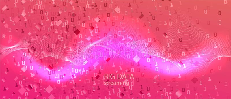 Equalizer Music Vector Wallpaper. Fractal Liquid Data Punk Futuristic Slide. Neon Tech Colorful Trendy Design. Purple Blue Pink stock illustration