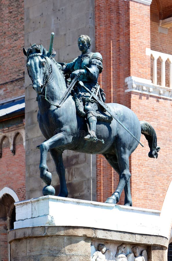 Equestrian statua Gattamelata Donatello, Padua, Włochy fotografia royalty free