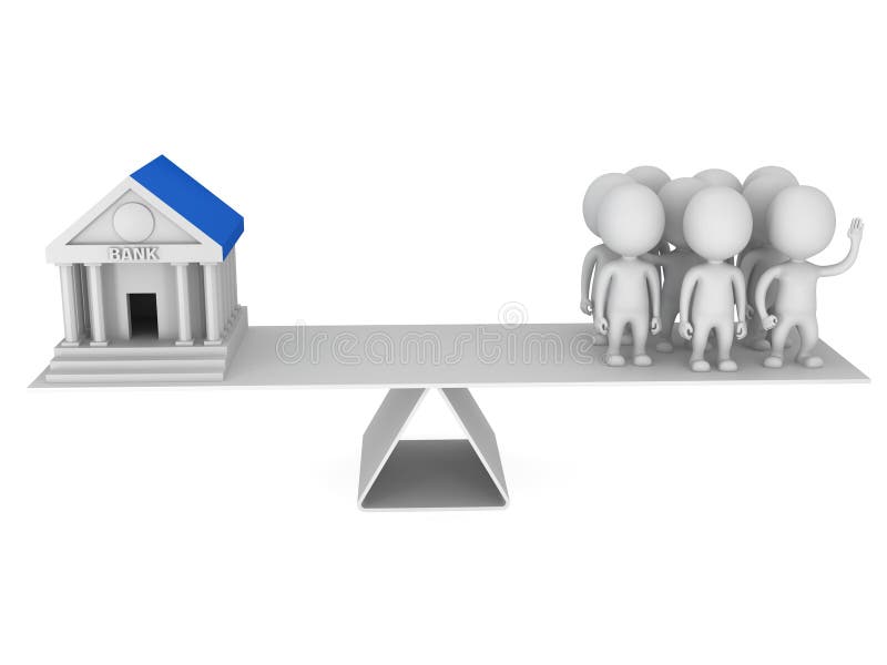 Equilibrio perfecto entre el banco y los clientes libre illustration Equilibrio perfecto entre el banco y los clientes libre illustration