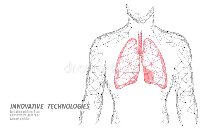 Man silhouette healthy lungs 3d medicine model low poly. Triangle connected dots glow point. Online doctor World Tuberculosis day modern innovative technology render vector illustration art. Man silhouette healthy lungs 3d medicine model low poly. Triangle connected dots glow point. Online doctor World Tuberculosis day modern innovative technology render vector illustration art