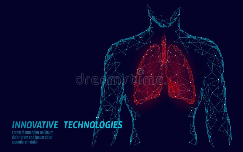 Man silhouette healthy lungs 3d medicine model low poly. Triangle connected dots glow point. Online doctor World Tuberculosis day modern innovative technology render vector illustration art. Man silhouette healthy lungs 3d medicine model low poly. Triangle connected dots glow point. Online doctor World Tuberculosis day modern innovative technology render vector illustration art