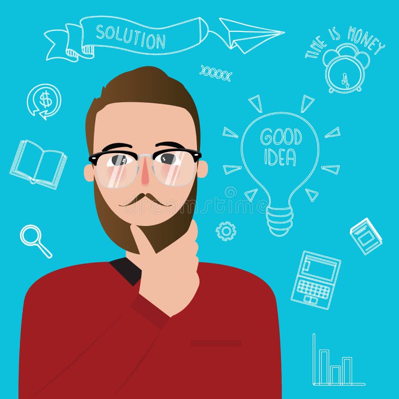 Equipaggi l'innovazione d'uso di stile di creatività di idee di ispirazione di vetro del pensatore illustrazione di stock Equipaggi l'innovazione d'uso di stile di creatività di idee di ispirazione di vetro del pensatore illustrazione di stock