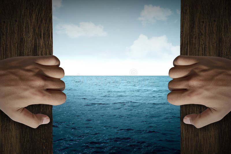 Equipaggi la porta aperta della mano nel mare immagine stock libera da diritti Equipaggi la porta aperta della mano nel mare immagine stock libera da diritti