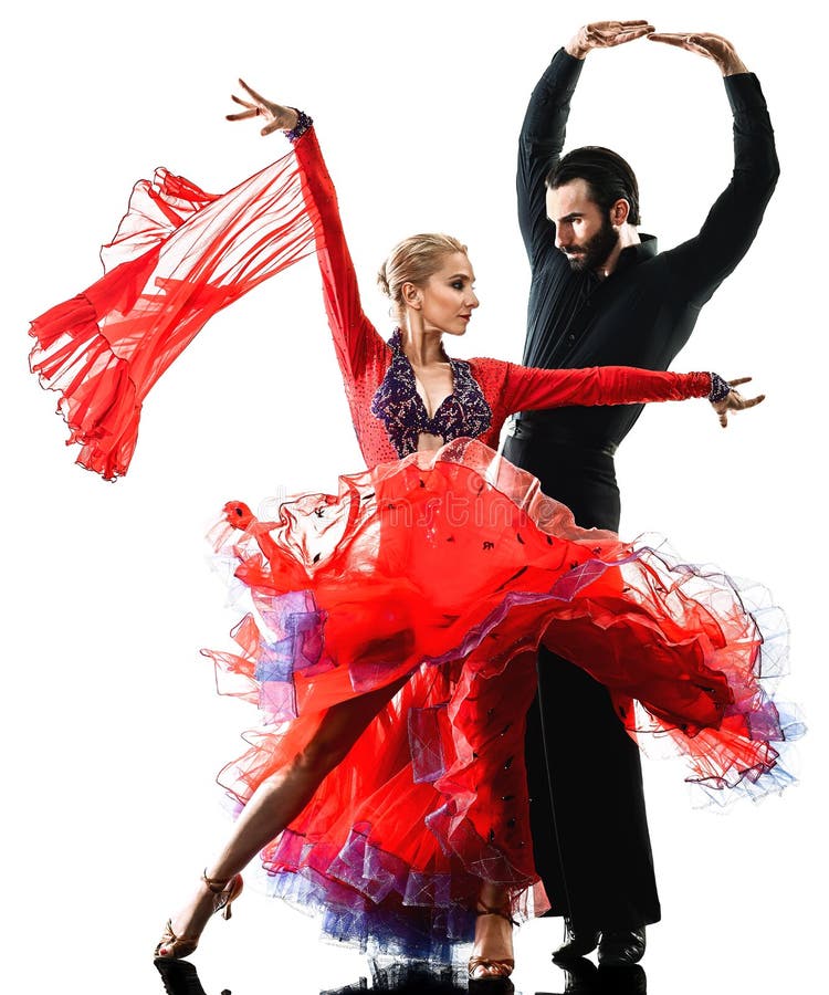Equipaggi la siluetta di dancing del ballerino della salsa di tango della sala da ballo delle coppie della donna fotografia stock libera da diritti Equipaggi la siluetta di dancing del ballerino della salsa di tango della sala da ballo delle coppie della donna fotografia stock libera da diritti