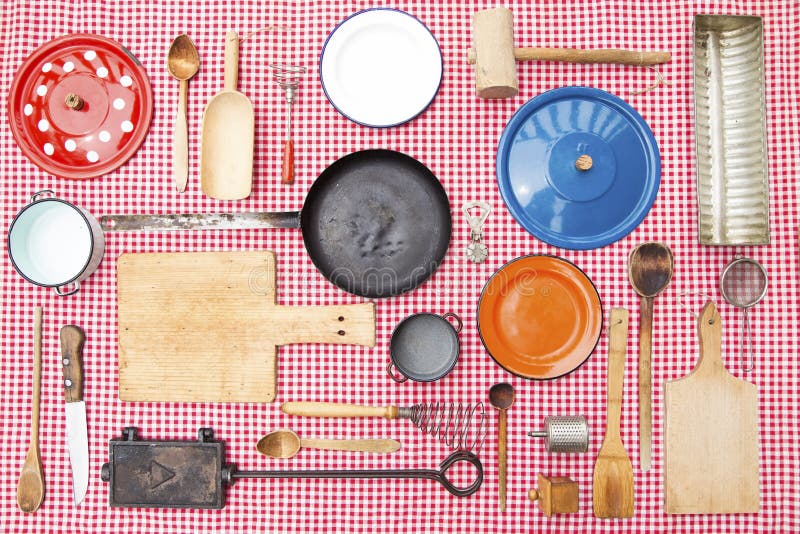 Equipamento da cozinha do vintage imagens de stock Equipamento da cozinha do vintage imagens de stock