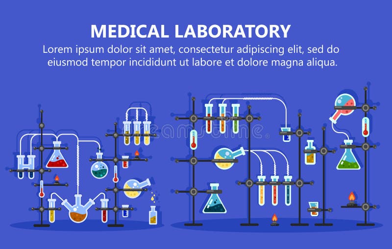 Equipamento de laboratório médico com garrafa de vidro ilustração do vetor Equipamento de laboratório médico com garrafa de vidro ilustração do vetor