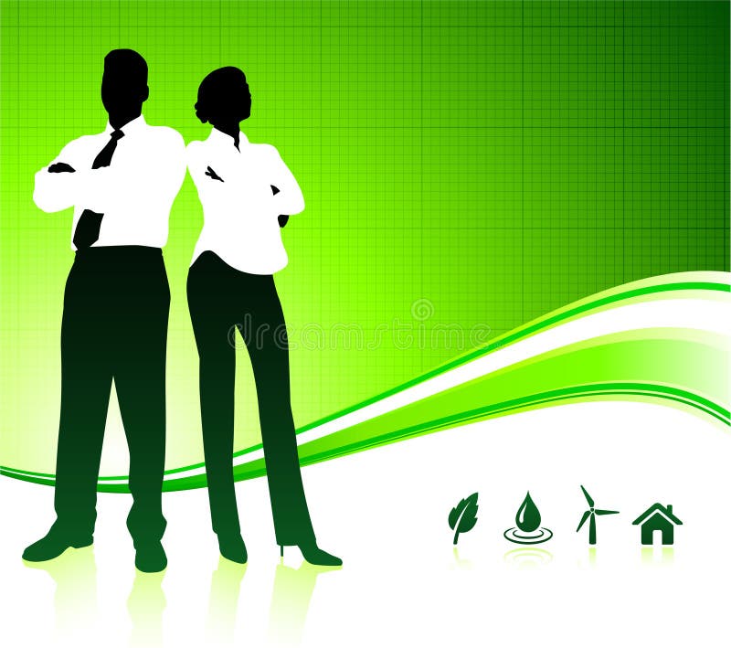 Equipe do negócio no fundo verde do ambiente ilustração royalty free Equipe do negócio no fundo verde do ambiente ilustração royalty free