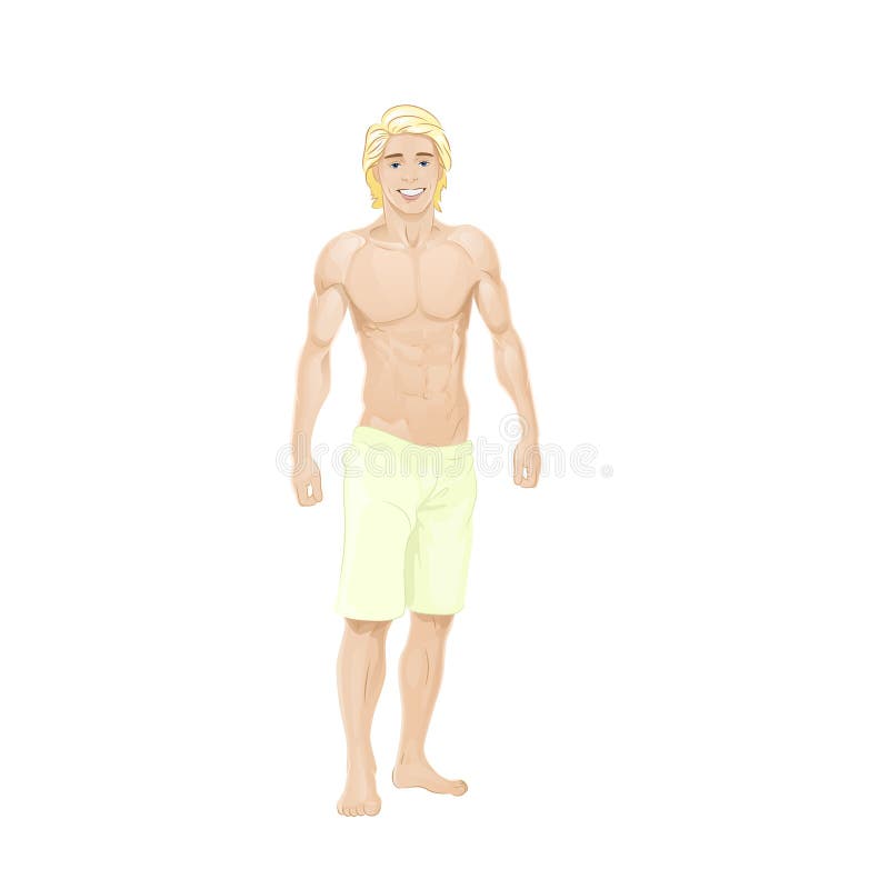 Equipe o short do verão, indivíduo 'sexy' da praia do corpo muscular ilustração royalty free Equipe o short do verão, indivíduo 'sexy' da praia do corpo muscular ilustração royalty free