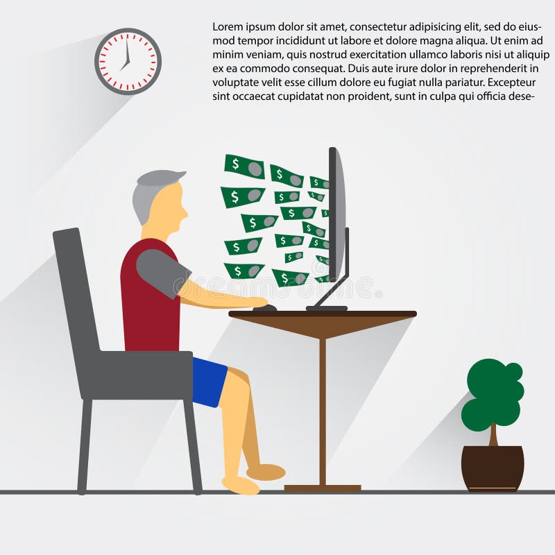 Equipe o trabalho com no computador pessoal e obtenha a muitos o Internet do formulário do dinheiro todo o tempo ilustração royalty free Equipe o trabalho com no computador pessoal e obtenha a muitos o Internet do formulário do dinheiro todo o tempo ilustração royalty free