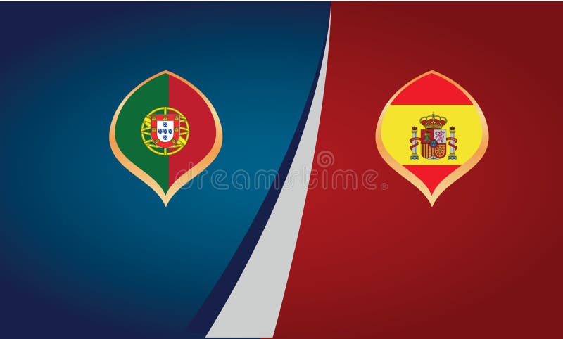 conceito de bandeira de portugal vs espanha. ilustração vetorial