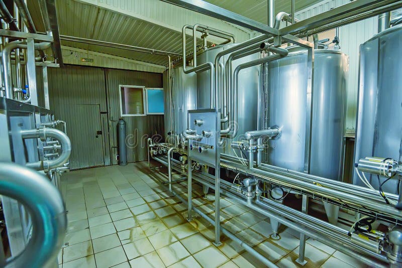 Equipment at dairy plant stock image. Image of metal 92031855