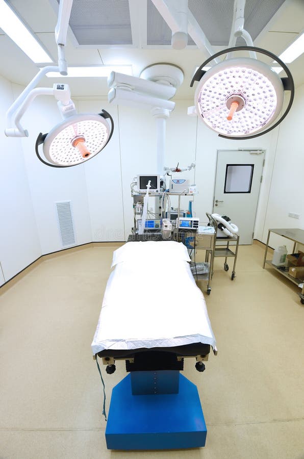 Equipment and Medical Devices in Modern Operating Room Stock Photo