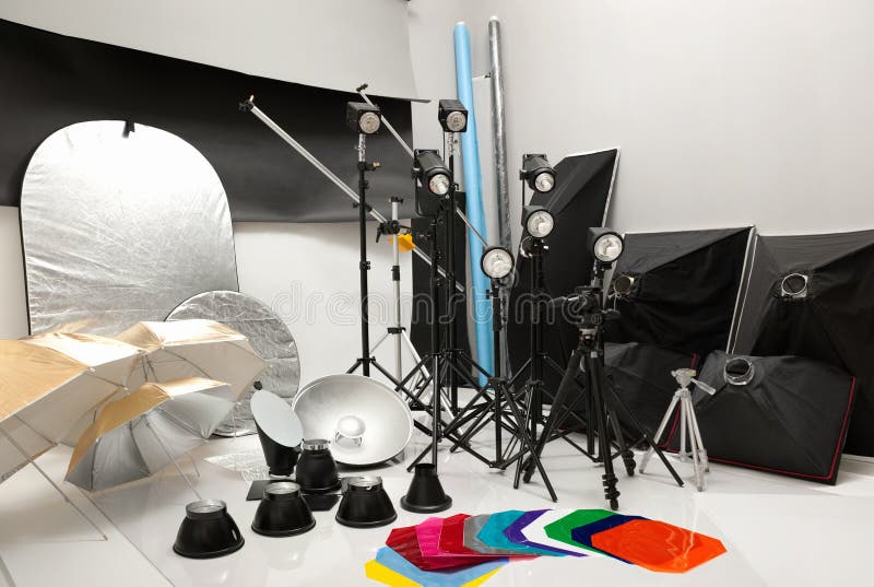 Equipment of a Photographic Studio Stock Photo Image of reflection