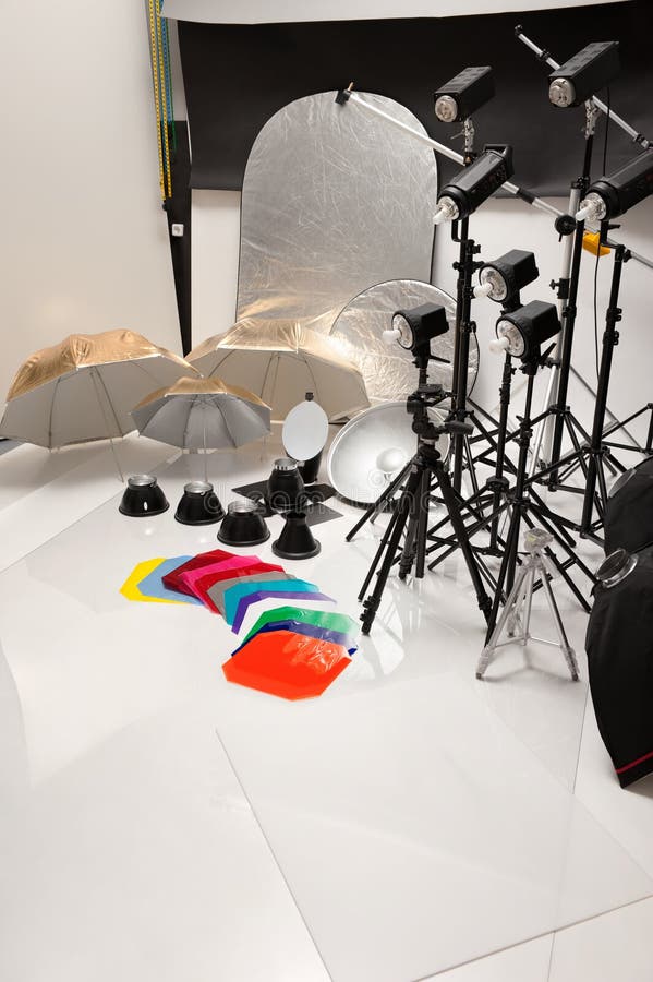 Equipment of a Photographic Studio Stock Photo Image of reflection