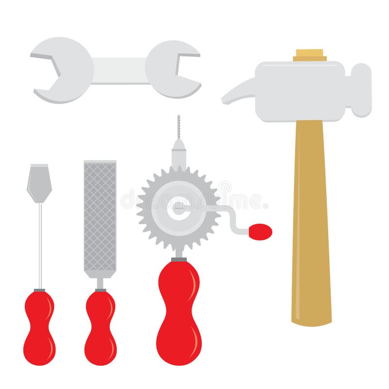 Equipment Tool Handcraft Screwdriver File Spanner Hammer Drill Cartoon