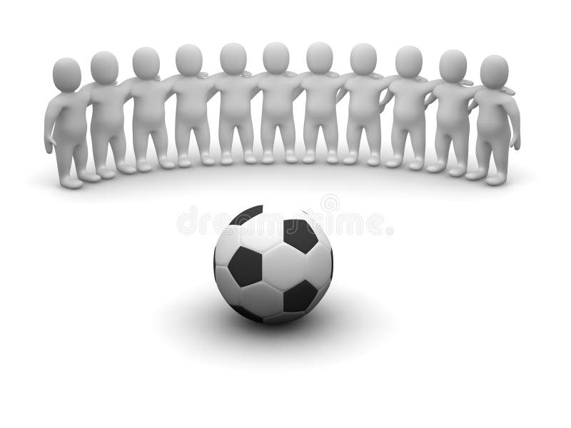 Football team and ball. 3d rendered illustration. Football team and ball. 3d rendered illustration.