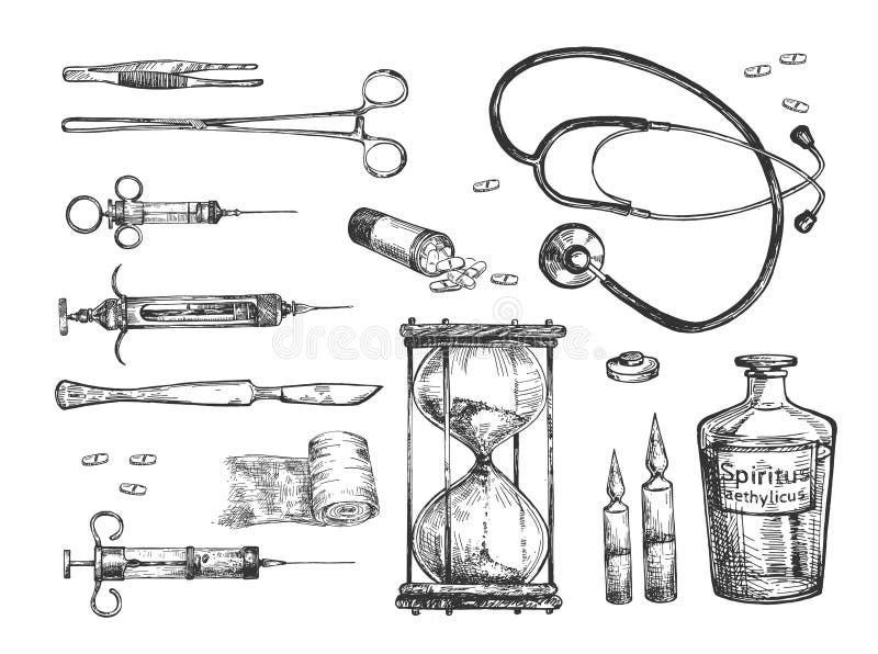 Equipo de herramientas para cirujanos de época