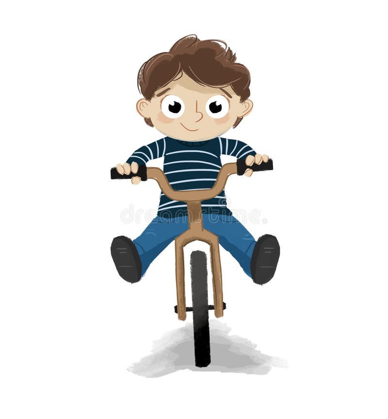 Equitação da criança em um fundo do branco da bicicleta ilustração do vetor Equitação da criança em um fundo do branco da bicicleta ilustração do vetor