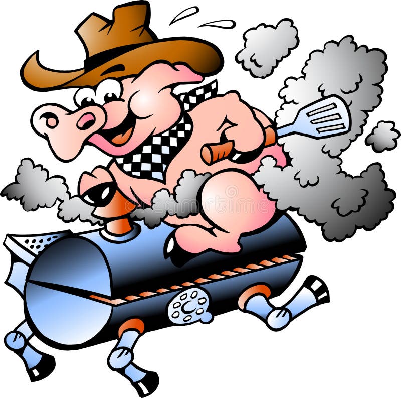 Equitação do porco em um tambor do BBQ ilustração do vetor Equitação do porco em um tambor do BBQ ilustração do vetor